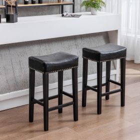 A&A Furniture,Counter Height 29" Bar Stools for Kitchen Counter Backless Faux Leather Stools Farmhouse Island Chairs (29 Inch, Black, Set of 2)