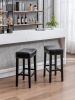 A&A Furniture,Counter Height 29" Bar Stools for Kitchen Counter Backless Faux Leather Stools Farmhouse Island Chairs (29 Inch, Black, Set of 2)