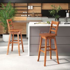 Swivel 30-Inch Bar Height Stool Set of 2 with Footrest (Color: Walnut)